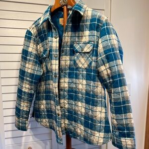 C.E. Schmidt Work Wear Ladies blue plaid cotton coat XL